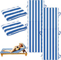Outdoor Chaise Lounge Cushion Covers - Waterproof Sky Blue Stripes