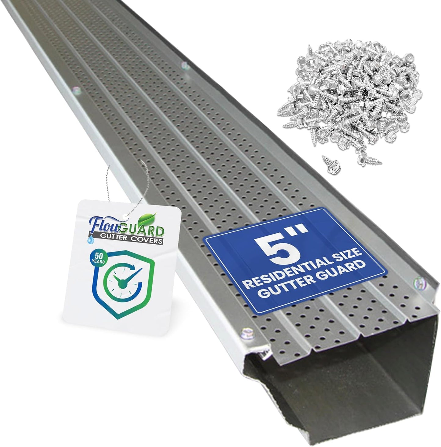 FlowGuard USA Made Professional DIY 5 Inch Gutter Cover System