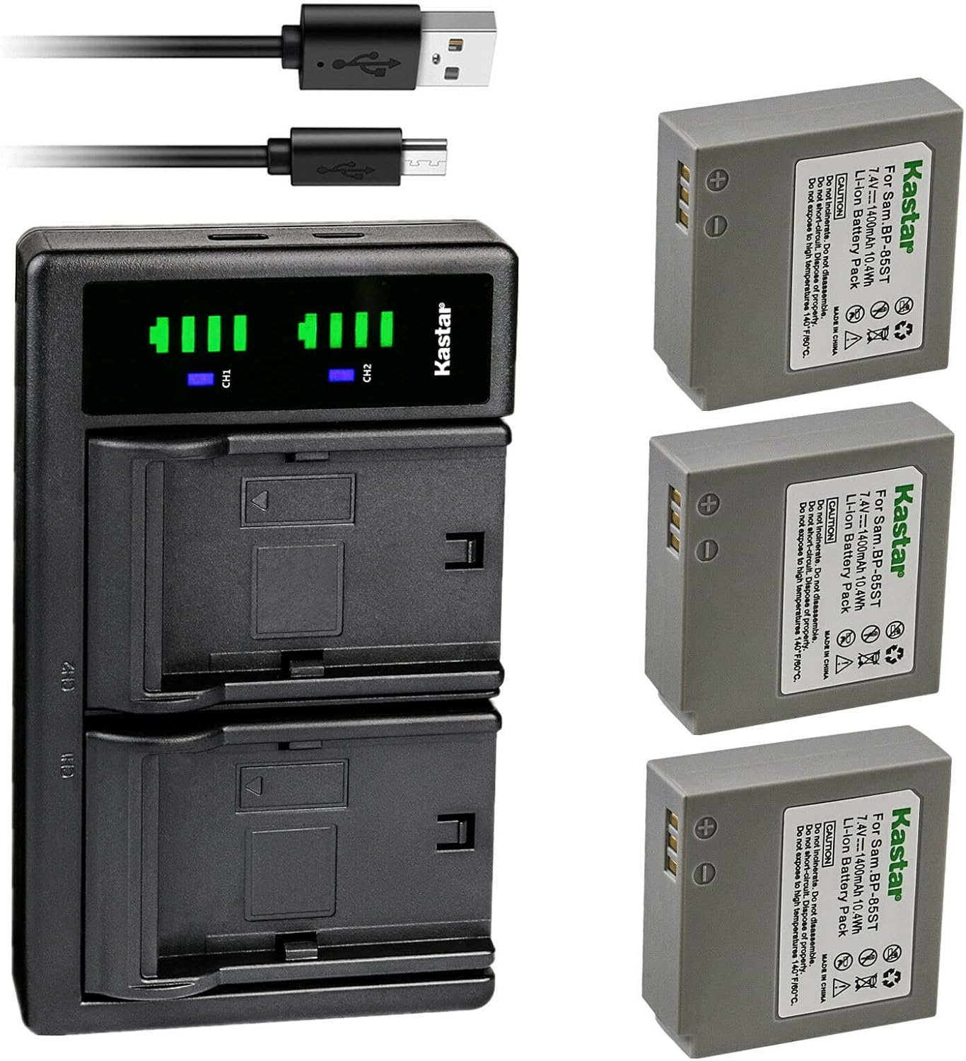 Kastar 3-Pack IA-BP85ST Battery and USB Charger for Samsung