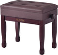 Adjustable Height Piano Bench Stool PU Leather Cushion with Storage
