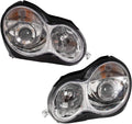 TRQ 2 Piece Headlight Assembly Set Performance Halogen Chrome Bezel