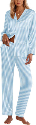 Silk Pajamas for Women Classic Button Down Satin Pajama Set - Soft