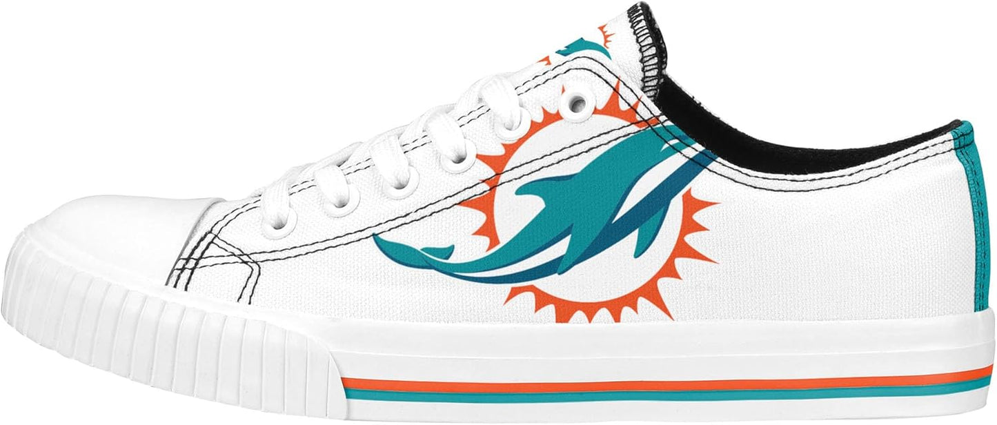 FOCO Women's NFL Team Big Logo Low Top White Canvas Sneakers