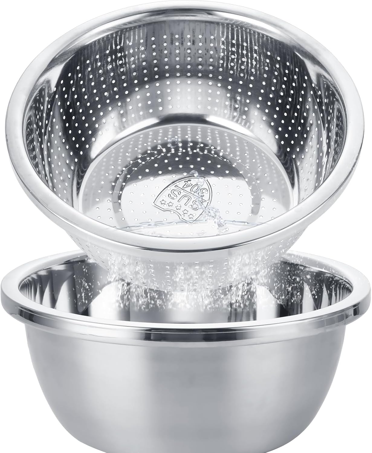 5QT Stainless Steel Strainer Set - Faster Washing!