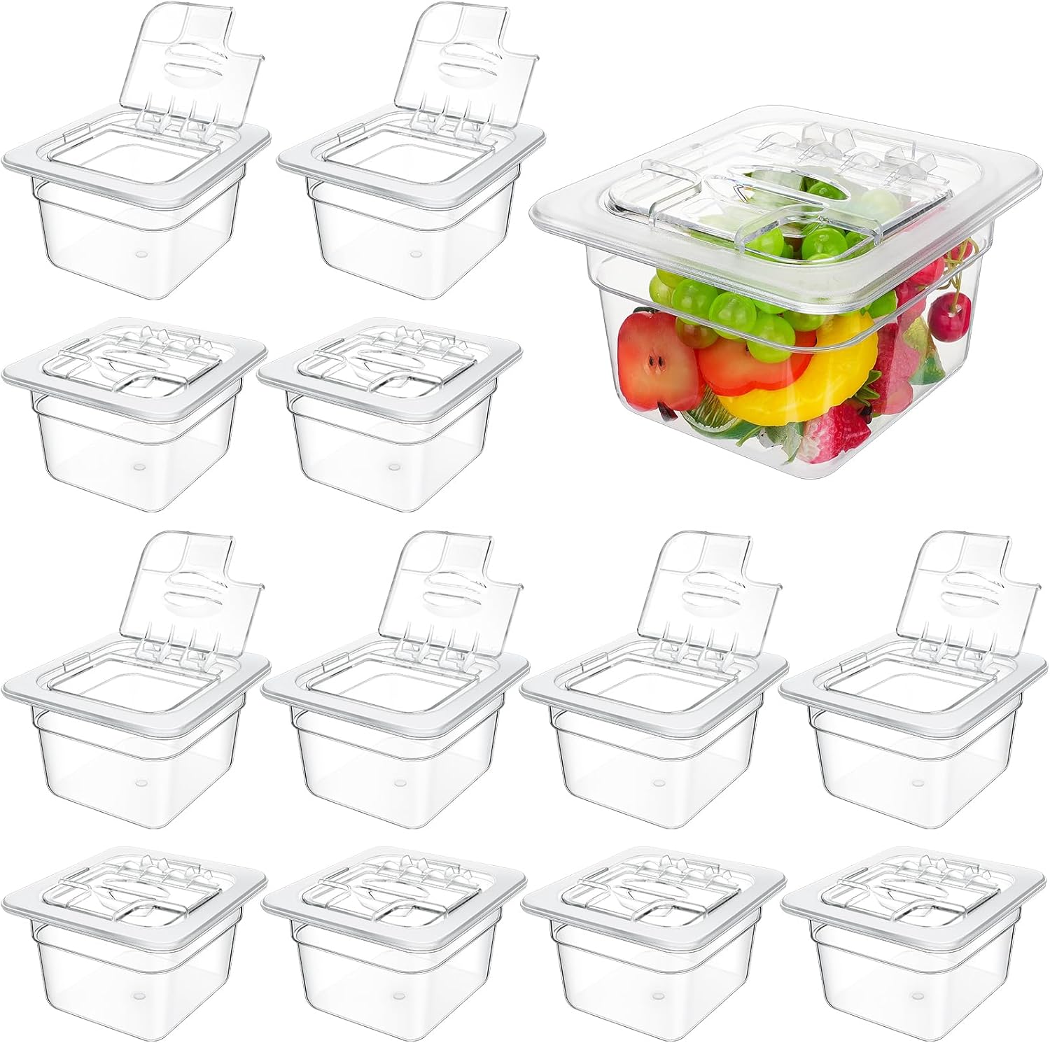 Geetery 12 Pack 4ft' Deep Polycarbonate Food Pan with Lid