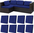 8Pcs Stretch Patio Cushion Covers Lake Blue - Flexible Fit
