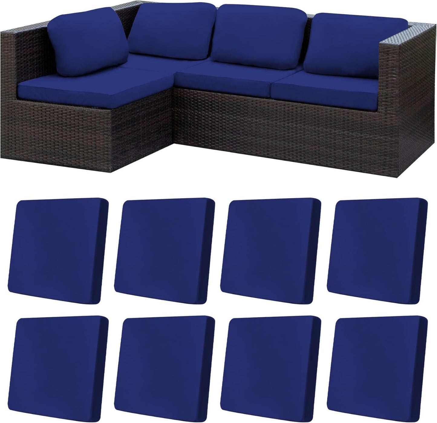 8Pcs Stretch Patio Cushion Covers for Outdoor Furniture Protection
