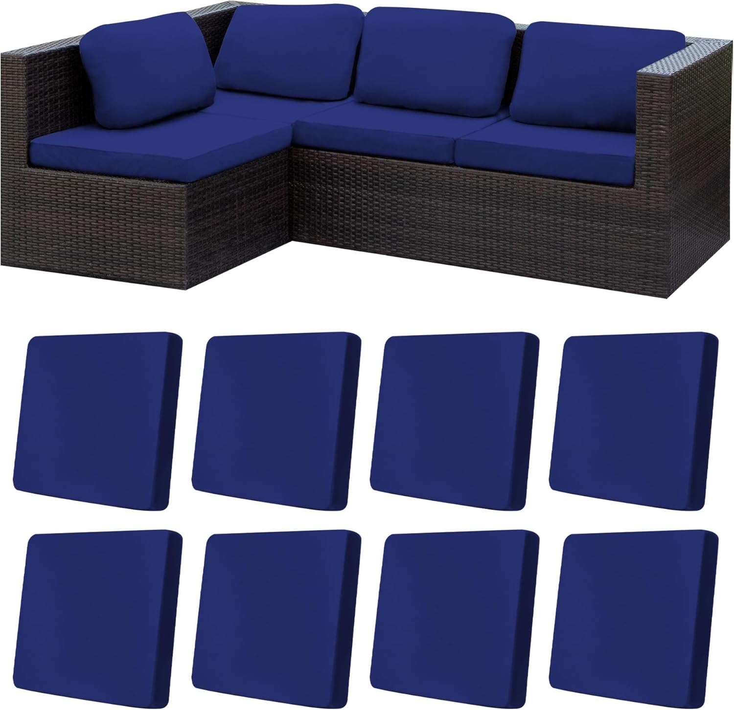 8Pcs Stretch Patio Cushion Covers for Outdoor Furniture Protection