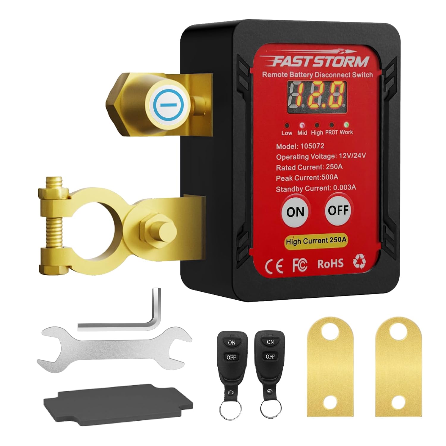 Remote Battery Disconnect Switch 12V 24V 250A with LED Display