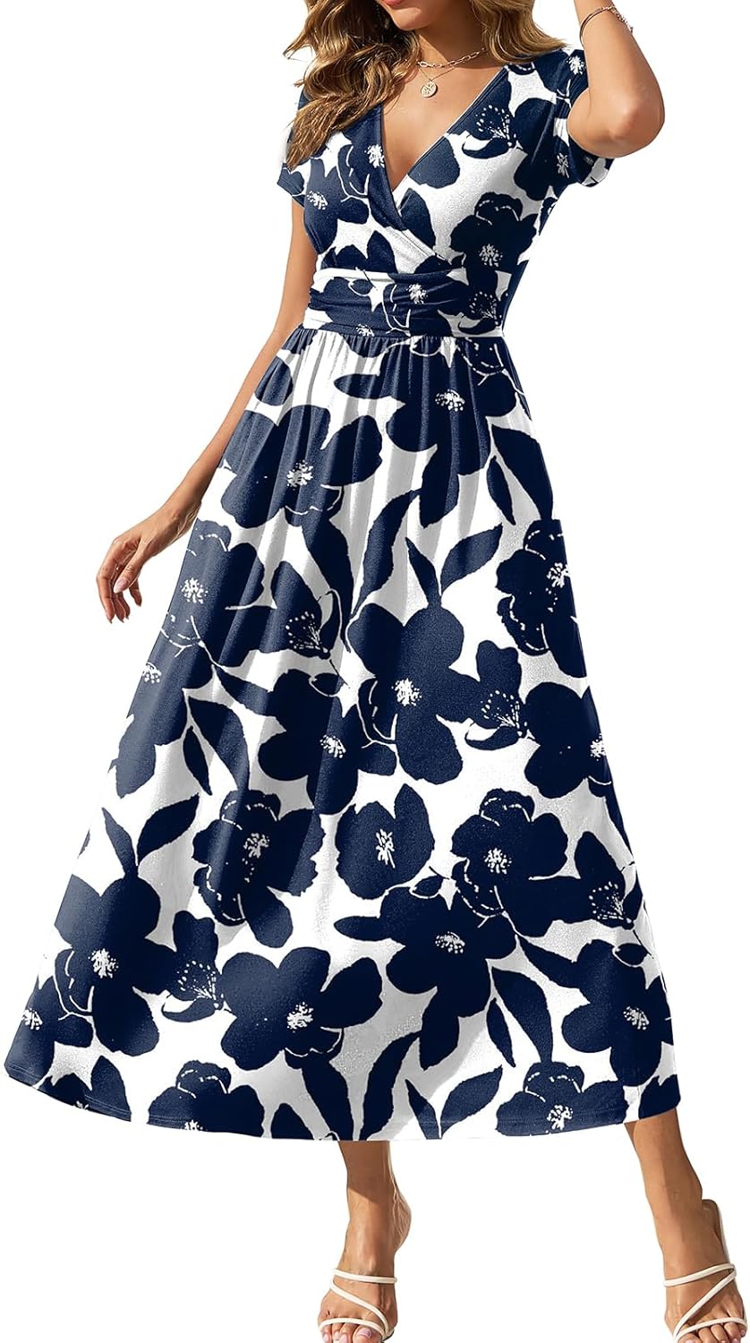 Gracyoga Women's Summer Dresses 2025 Flowy Maxi Dress with Pockets