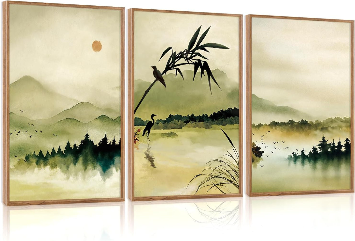Zen Landscape Framed Canvas Wall Art Set for Tranquil Spaces