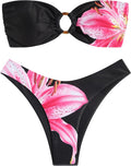 ZAFUL Women's Bandeau Bikini O Ring Strapless High Cut - Flattering