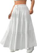 Verdusa Women's Boho Maxi Skirt - Flowy Ruffle Summer Skirt
