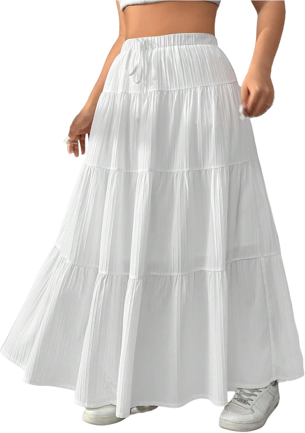 Verdusa Women's Boho Skirt Flowy Flared Ruffle Maxi Skirt