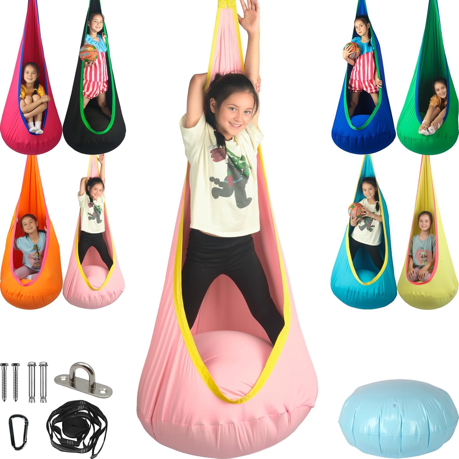 Kids Pod Swing Seat for Sensory Therapy, Max 300 Lbs Capacity
