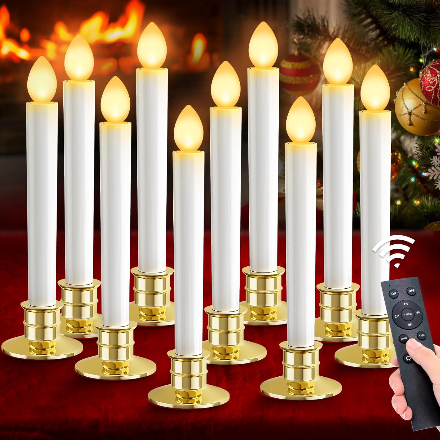 OCATO Christmas Window Candles: 10 Pack Flameless LED Lights