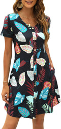 Manydress Women's Summer Casual T Shirt Button Down Swing Dress Size