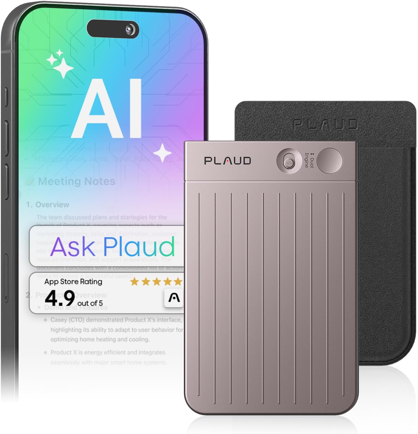 Plaud Note AI Voice Recorder with Case and App Control Features