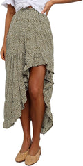 BTFBM Women Boho Long Skirts Dress Floral Print High Low Maxi