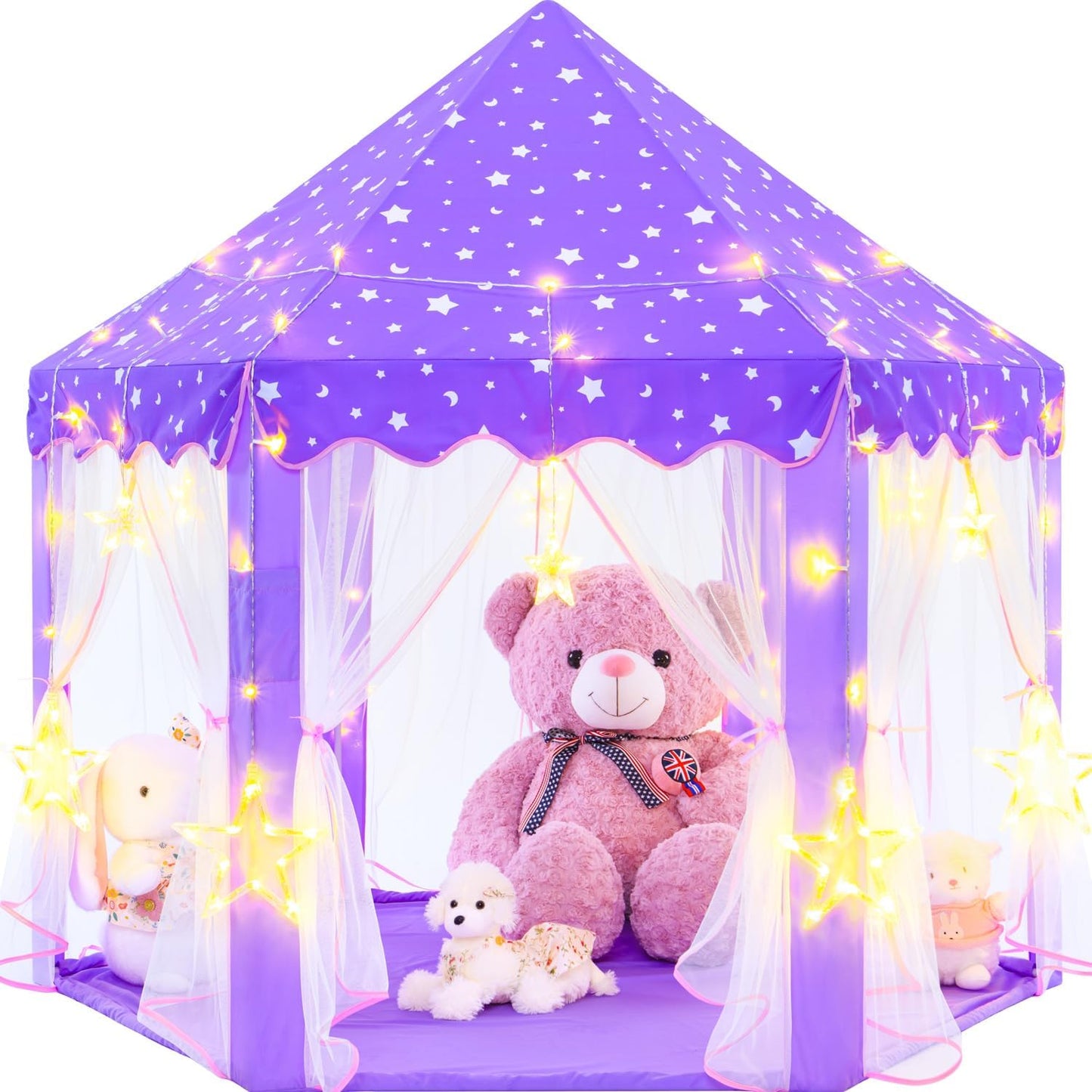 EVOIONOS Purple Princess Tent: Sparkling Star Lights for Enchanting Playtime