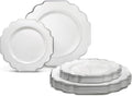 OCCASIONS 80 Plates Pack - Elegant White & Silver Rim Disposable