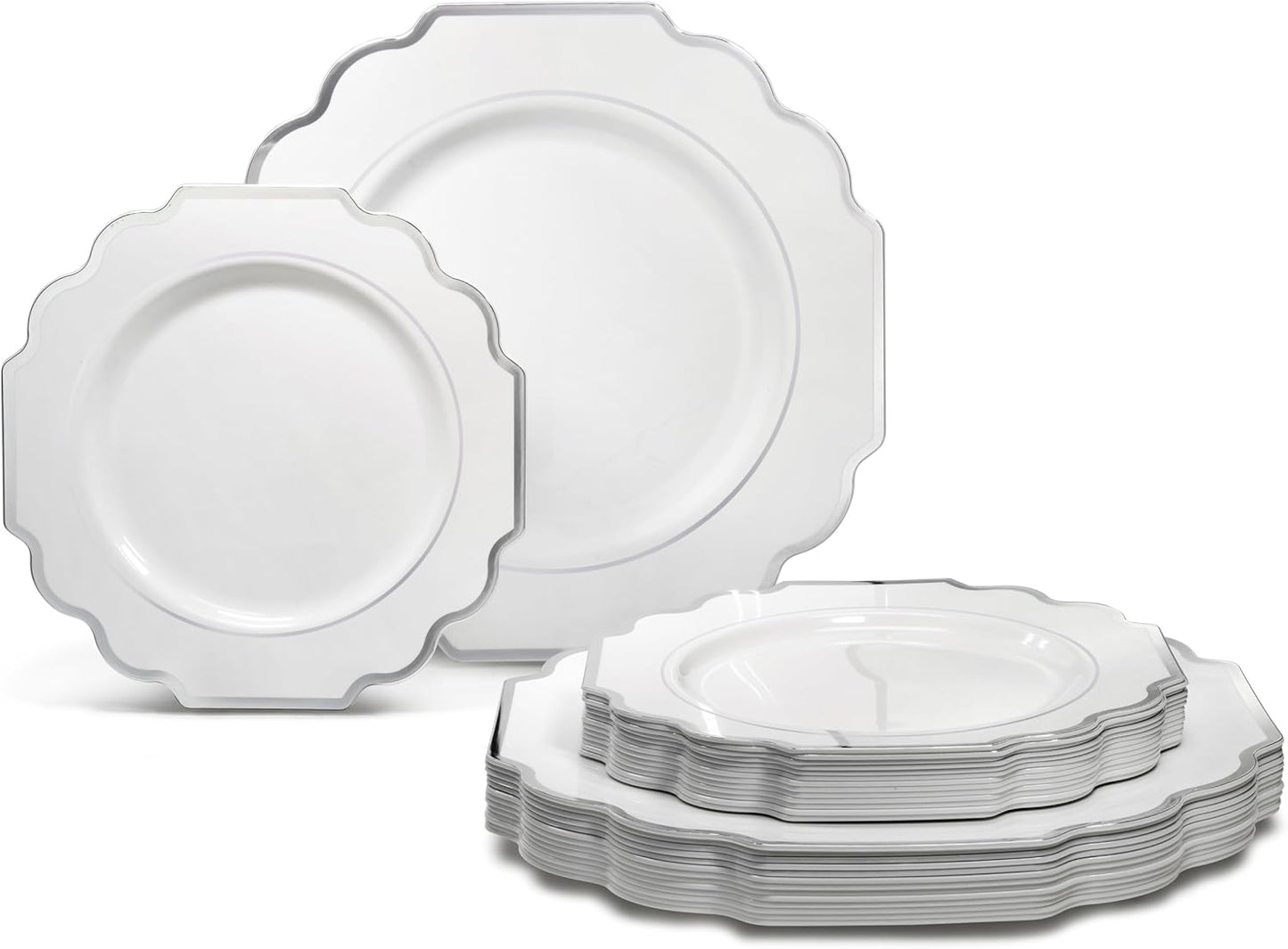 Elegant Heavyweight Disposable Plastic Plates for Weddings & Parties