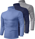Mens Turtleneck Shirt 3 Pack - Slim Cotton Mock Neck Tops