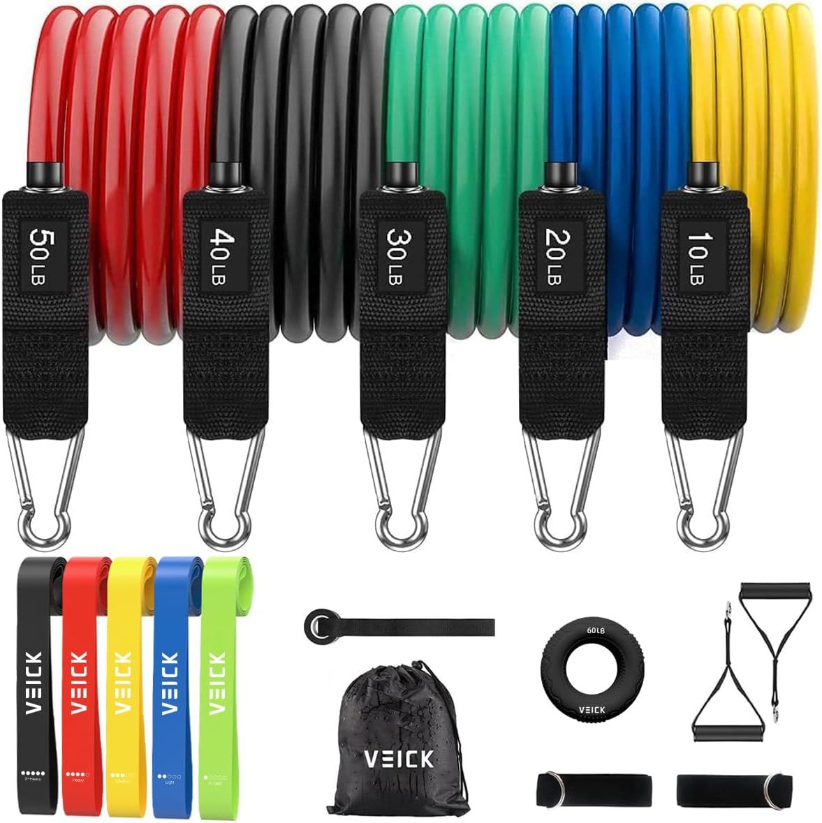 VEICK Resistance Bands for Home Workouts - Adjustable & Versatile