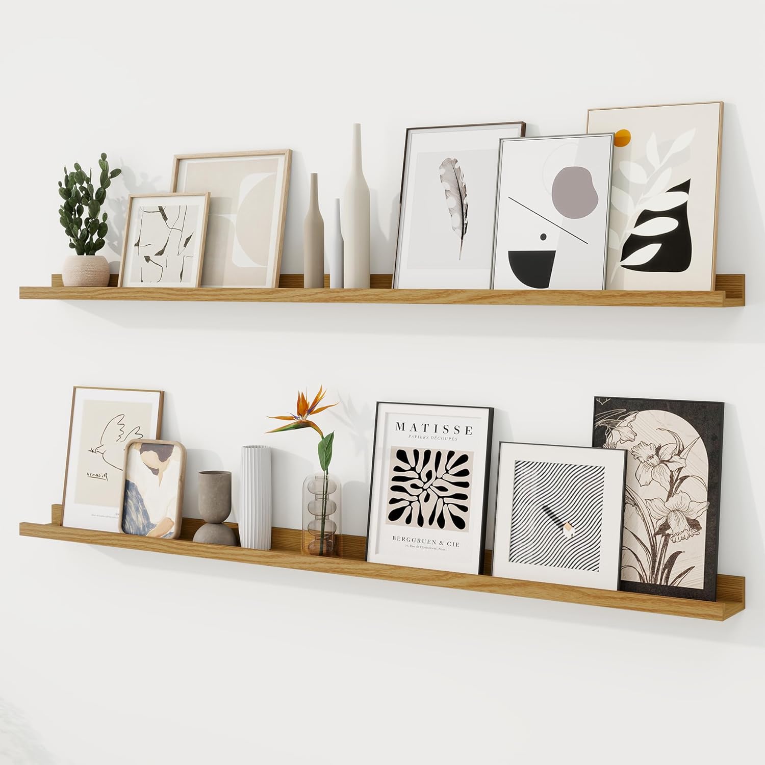 RICHFOCUS Picture Ledge Shelf Set of 2, 55 inch Floating Shelves