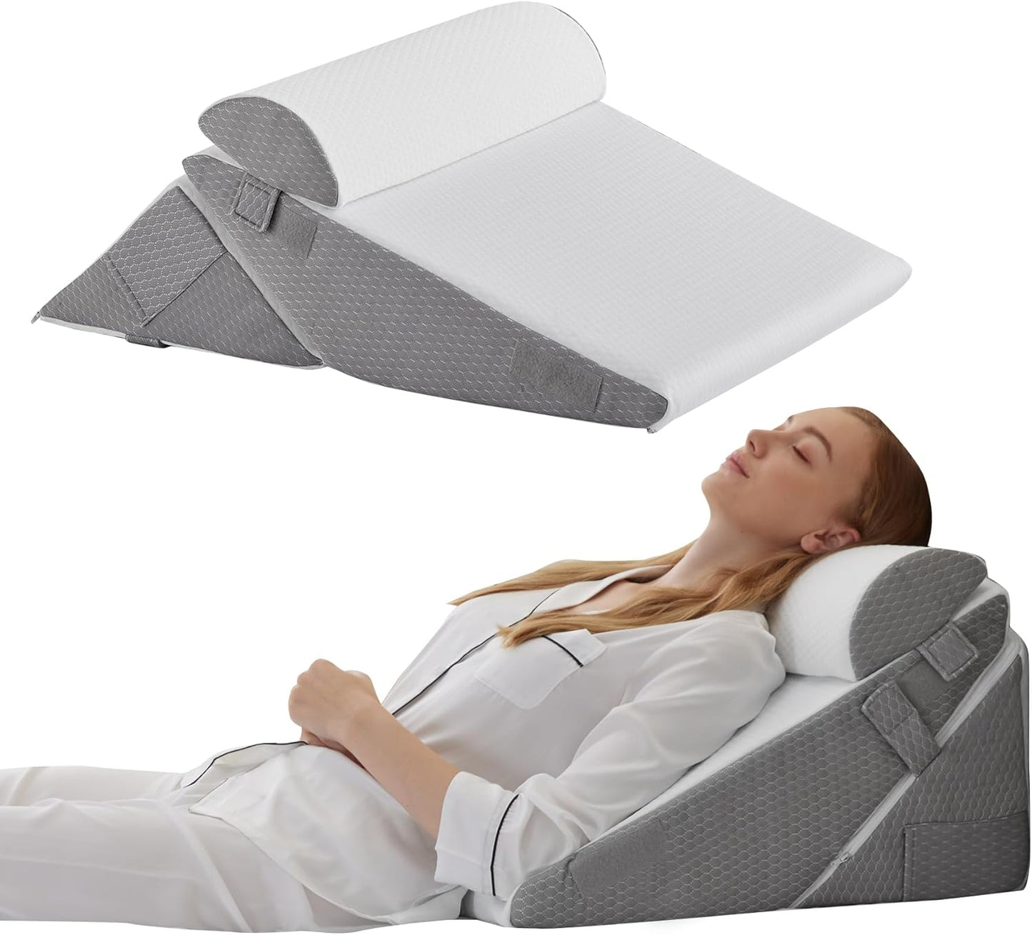 Bedluxe Wedge Pillow Set for Back Pain Relief and Comfort