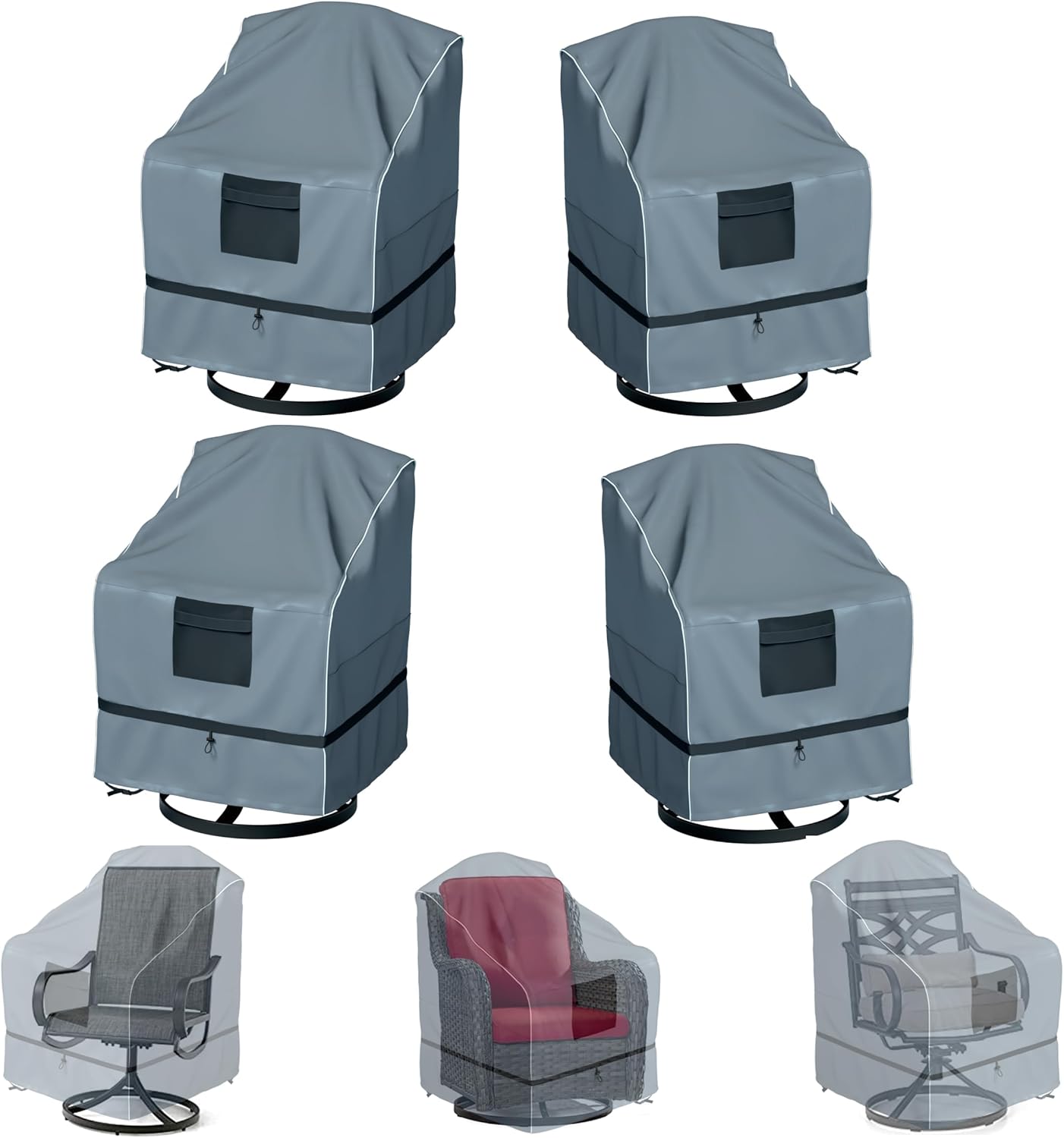 Outdoor Swivel Lounge Chair Cover 4 Pack for All Seasons