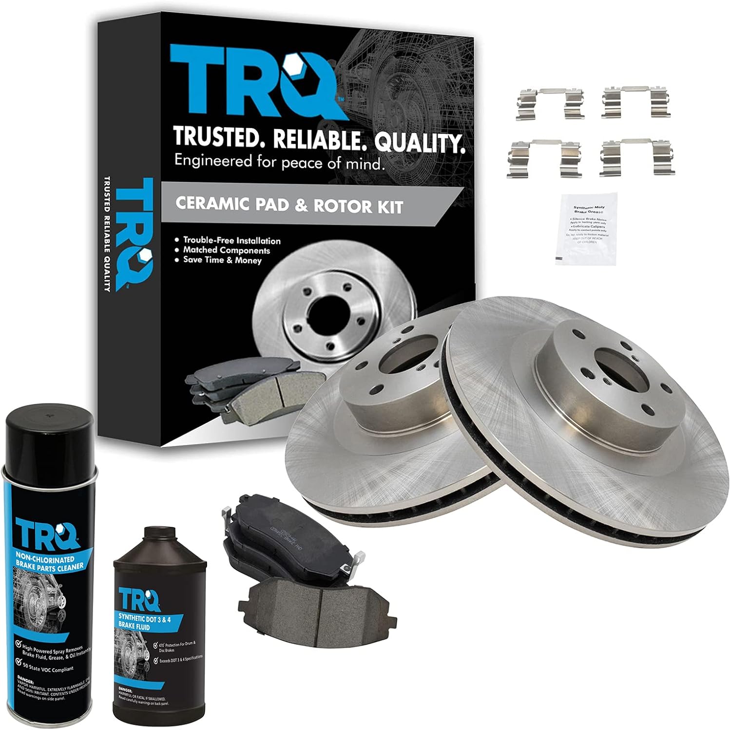 TRQ Front Brake Pad & Rotor Kit for Subaru and Saab Vehicles