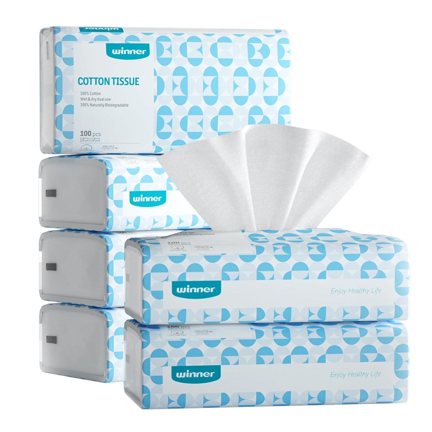 Winner Soft Face Towels for Sensitive Skin - 100% Biobased Cotton