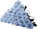 Ice Blue Silk Roses 30 pcs Long Stem Bouquet - Realistic Wedding Decor