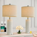 Farmhouse 3-Way Dimmable Touch Ceramic Table Lamp Set of 2 - USB A+C