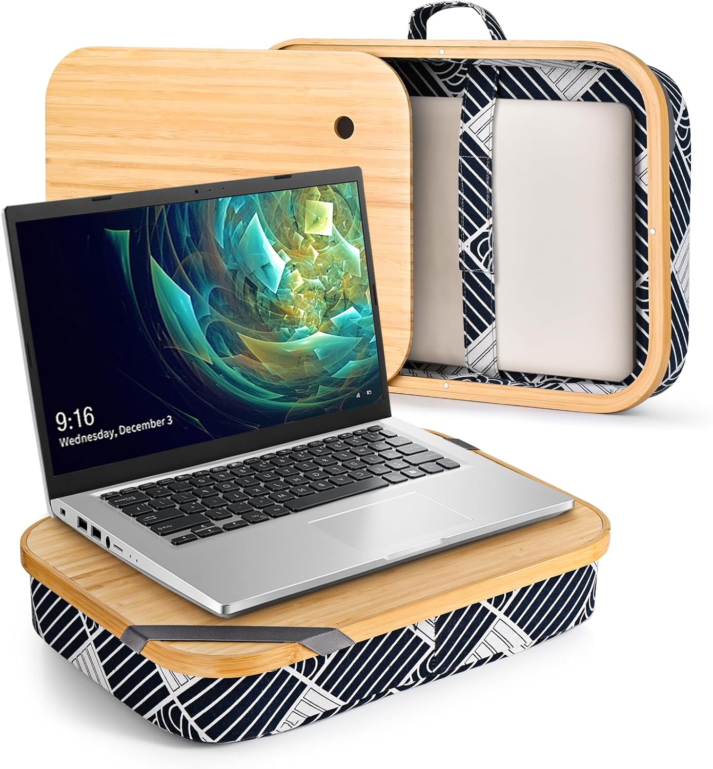 Mayjoy Bamboo Lap Desk with Storage for Work or Play Anywhere