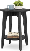 MAEZO 2-Tier Round Side Table - Compact Mid-Century Nightstand