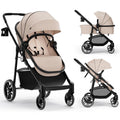 Khaki INFANS 2 in 1 Baby Stroller - High Landscape Reversible Bassinet