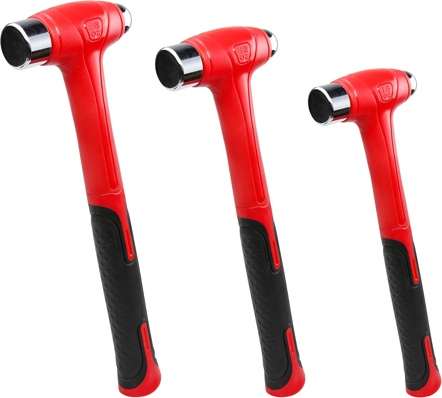 C&T 3 Piece Ball Peen Hammer Set for Metal Working Tasks