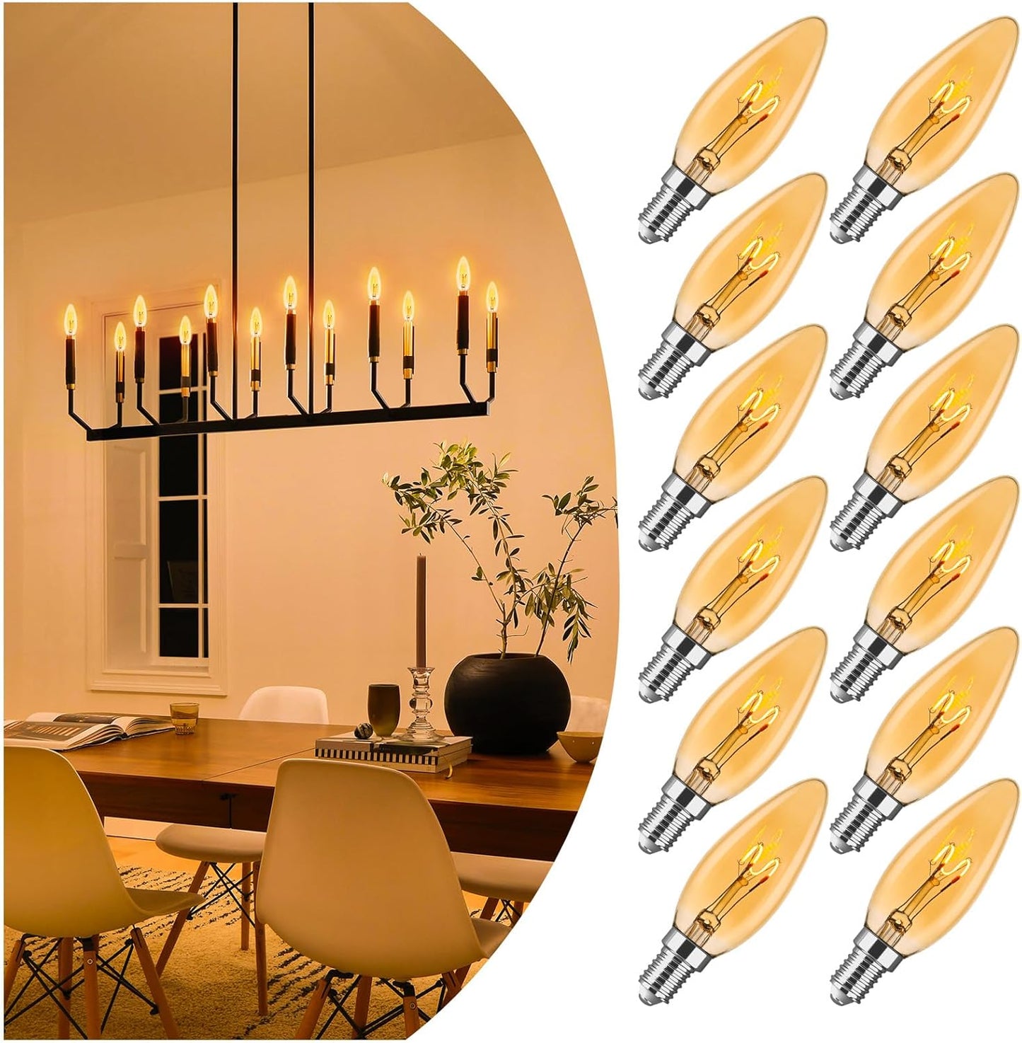 E12 Candelabra Light Bulbs 20W 25W Replacement for Chandelier