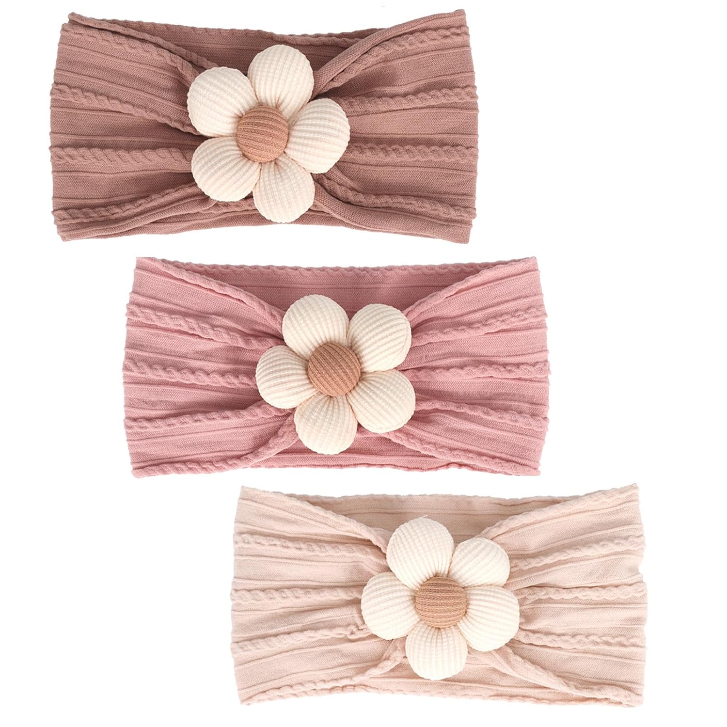 Soft Baby Flower Headbands Set - Gentle Accessory Trio for Little Ones