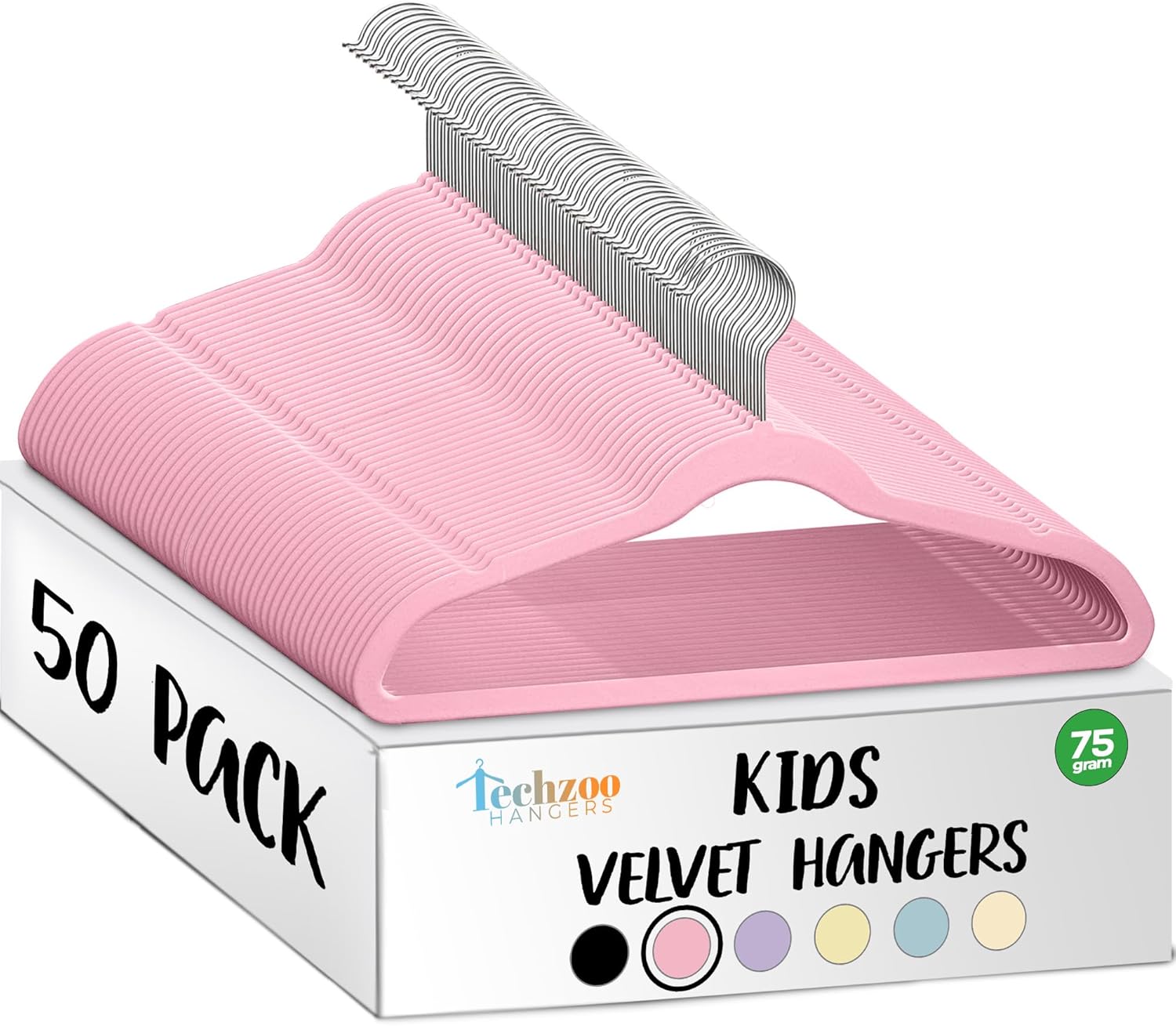 Premium Kids Velvet Hangers - 50 Pack Non-Slip Clothes Hangers