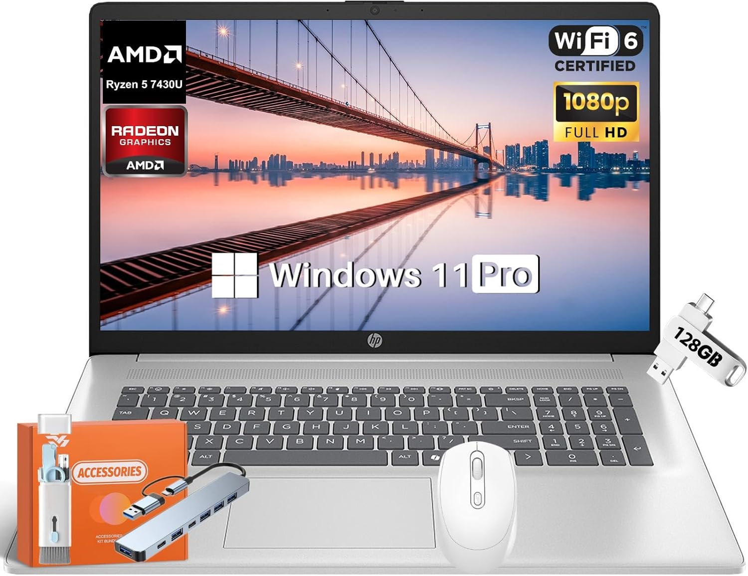 HP 2025 17.3 Inch Business Laptop with AMD Ryzen 5 Processor