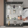 Glass Display Cabinet 12 Shelves 3 Columns 2 Doors - Mirror Back, Lock
