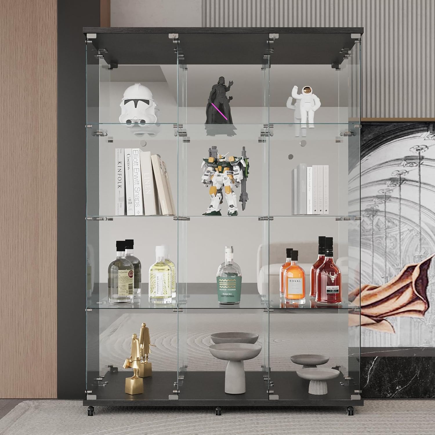 LFT HUIMEI2Y Glass Display Cabinet with 12 Shelves and Lock