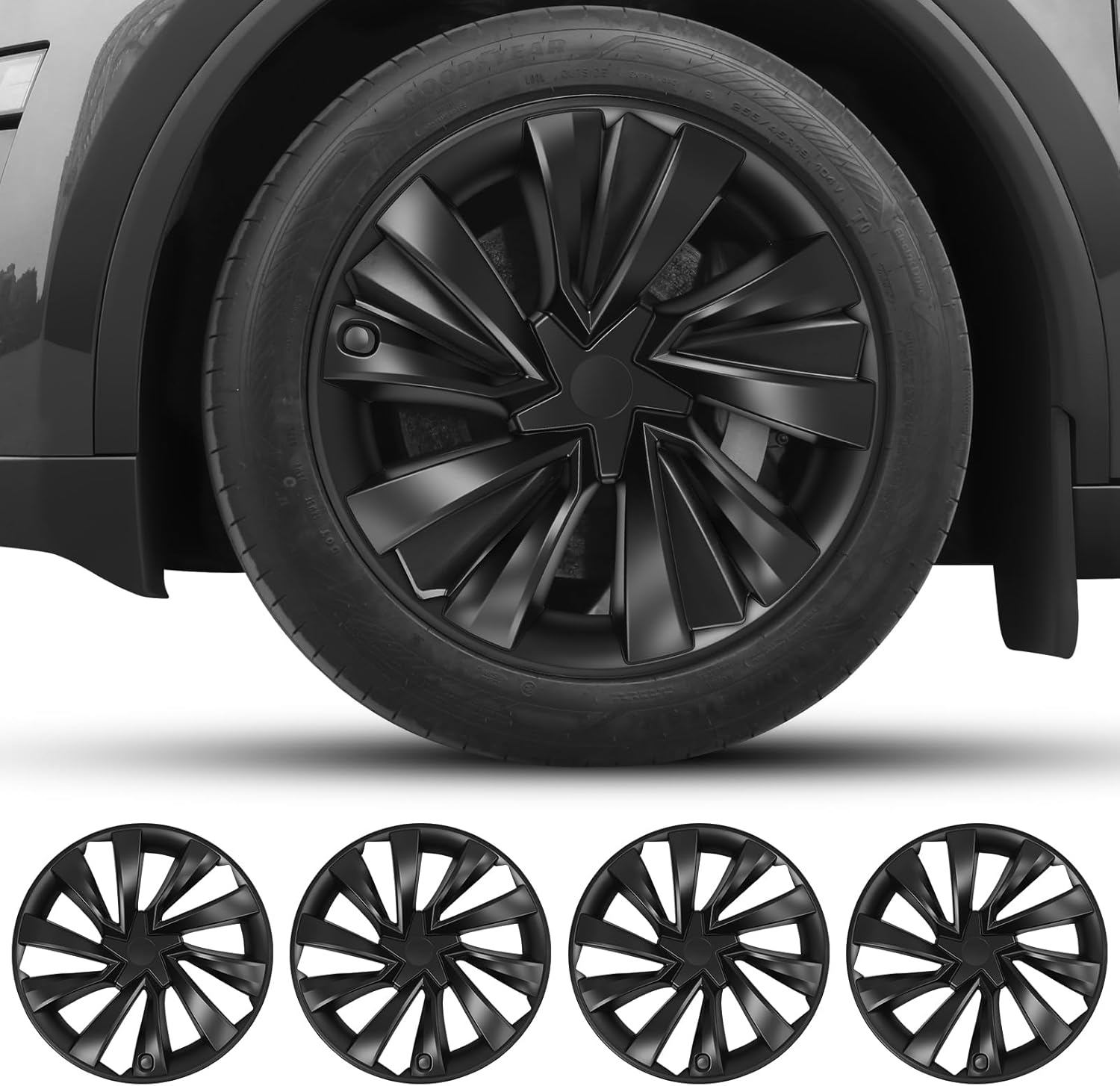 Hubcaps for Tesla Model Y Juniper 2026 - 19 Inch Matte Black