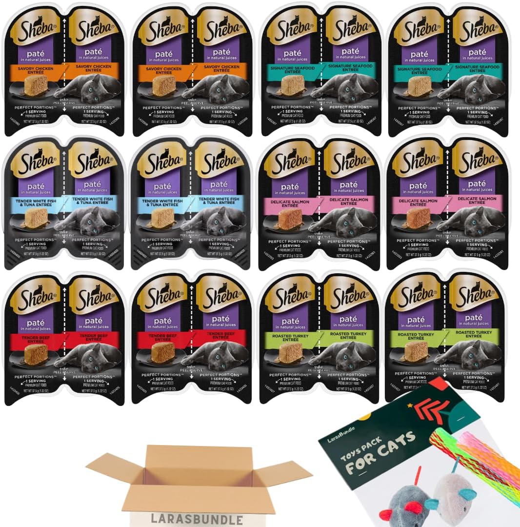 Sheba Cat Food Variety Pack with Catnip Mice and Spring Toys