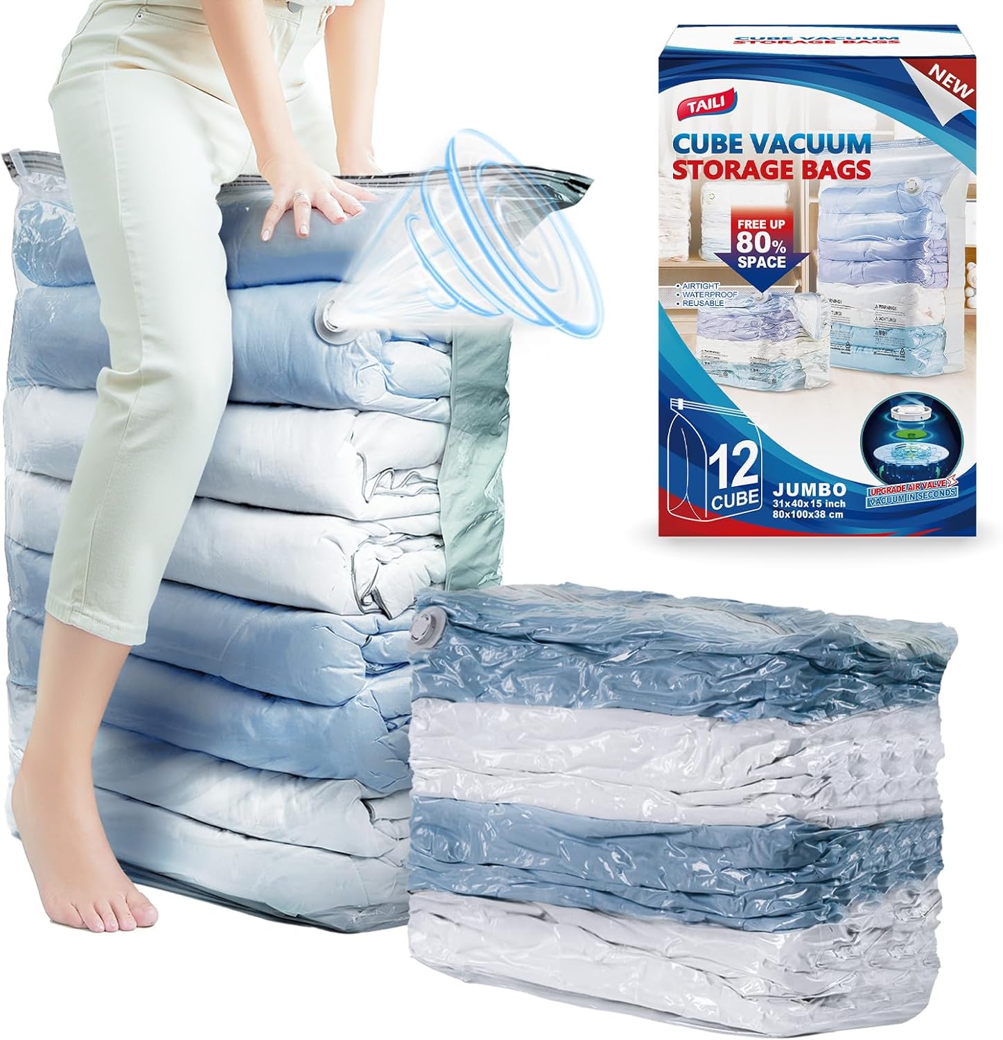 Jumbo Cube Vacuum Storage Bags for Comforters and Bedding