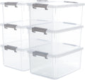 Citylife 6 Pack 17 QT Plastic Storage Bins with Lids - Stackable