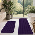 Striped Eggplant Purple Bathroom Rug Mat Set 2 Piece - Ultra Soft